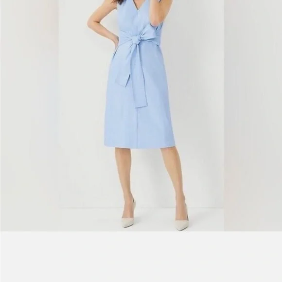 Ann Taylor Tie Waist linen Sheath Dress - Picture 4 of 4